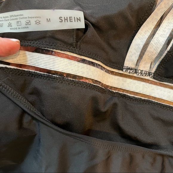 Women’s SZ M SHEIN BNWT Black w/leopard print One Piece Swimsuit - Picture 16 of 17